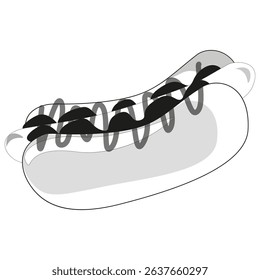 Burger outline icon. Sandwich shape vector. Tasty snack contour. Fast food sketch.