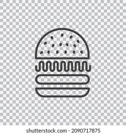 Umriss-Symbol für Burger. Vektorgrafik einzeln auf transparentem Hintergrund.