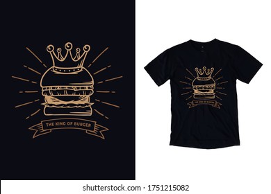 Burger outline illustration t shirt design
