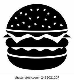 Burger outline on white backdrop with keywords like Hair, Head, Eye