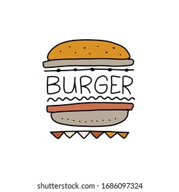 Burger, outline simple style. fast food design icon for print, web or mobile app. Vector illustration