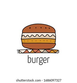 Burger, outline simple style. fast food design icon for print, web or mobile app. Vector illustration