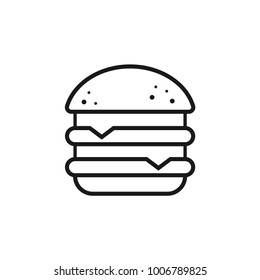 Burger outline stroke vector. Isolate on white background. Illustration. 