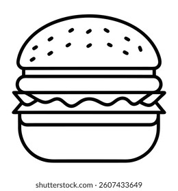 Burger outline vector icon on white background