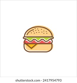 Umriss-Vektorgrafik des Burgers, Logo, kann als Hintergrund, Vorlage, Symbol, Logo-Design, Wand usw. verwendet werden
