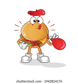 burger pantomime. cartoon mascot vector