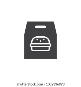 Burger Paper Bag Vector Icon. Filled Flat Sign For Mobile Concept And Web Design. Take Away Fast Food Simple Solid Icon. Symbol, Logo Illustration. Pixel Perfect Vector Graphics