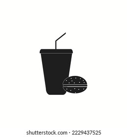 Burger und Papiertasse mit Getränk.Vektorgrafik