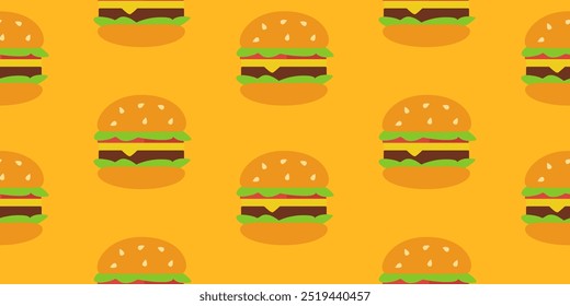 burger pattern background. doodle fast food. burger seamless pattern background. Seamless Pattern of a Cheese Burger or Hamburger. hamburger pattern.