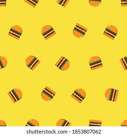 Fondo del patrón de hamburguesa, fondo sin fisuras, concepto de comida.