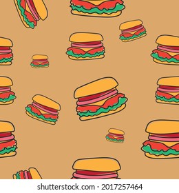 Burger Pattern Digital Paper Vector