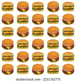 Burger pattern food hamburger burger sandwich bread cheeseburger vector cheese meat beef lunch illustration tomato pizza snack dinner meal fast food