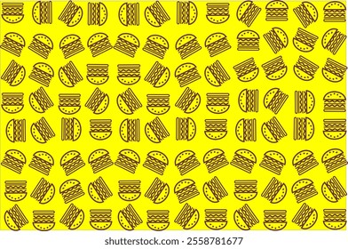 Burger pattern illustration background. Burger seamless pattern background. Vector illustration of burger.