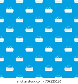 Burger pattern repeat seamless in blue color for any design. Vector geometric illustration