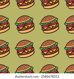 Burger pattern seamless for food packaging