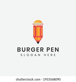 burger pencil logo design vector