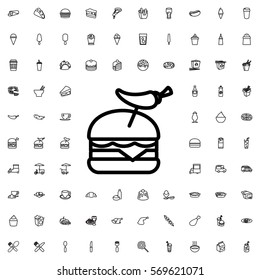 burger with pepper icon illustration isolated vector sign symbol