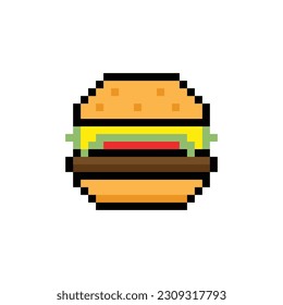 Burger Pixel Art Isolated White Background Pixelated Beef Fast Food Yummy Tasty American