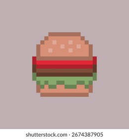 Hamburguesa en estilo pixel art