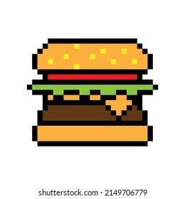 Einfaches Design des Burger-Pixelsymbols