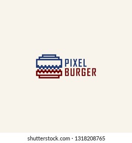 burger pixel  logo vector icon illurtration