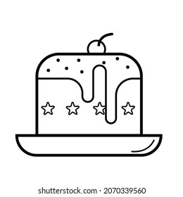 La hamburguesa, la pizza y el vector del pastel aislados, conjunto de iconos de la torta