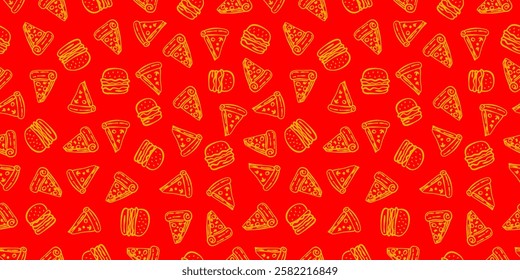 burger and pizza pattern. fast food pattern background. burger pattern background. 