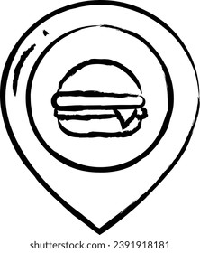 Burger Place hand drawn vector illustration