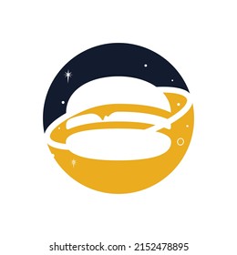 Burger planet vector logo design. Food café and restaurant logo concept.