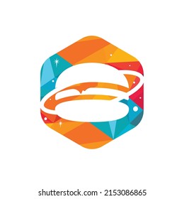Burger planet vector logo design. Food café and restaurant logo concept.