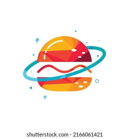 Burger planet vector logo design. Food café and restaurant logo concept.	