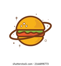 Burger planet vector logo design. Food café and restaurant logo concept.	