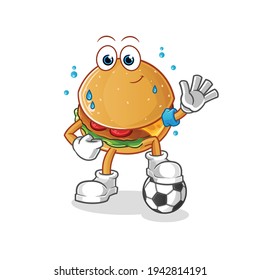 burger playing soccer illustration. character vector
