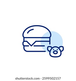 Burger with pork patty. Restaurant menu. Takeaway fast food. Pixel perfect, editable stroke vector icon