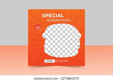 Burger Post Design Template for Social Media 