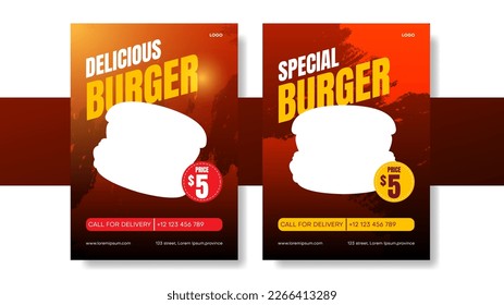 burger poster design with grunge background. food layout design.