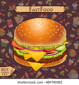 Burger poster design - vector illustration