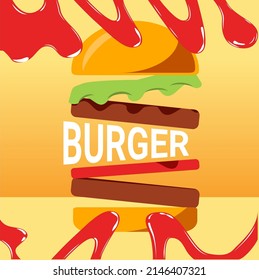 Burger poster fast food menu design elements.
Trendy editable template for social networks stories.
