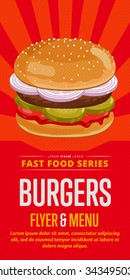 Burger Poster Fast Food Menu Design Elements.