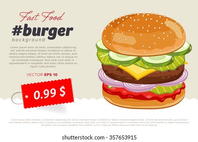 Burger poster fast food menu design elements