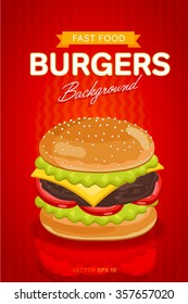 Burger poster fast food menu design elements