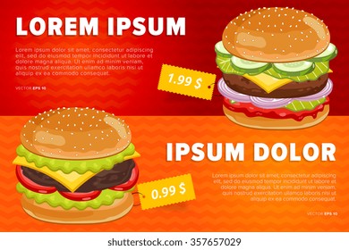 Burger poster fast food menu design elements