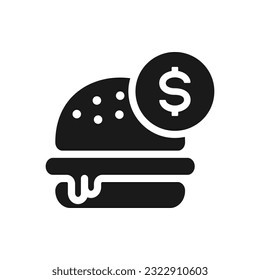 Burger price icon flat style isolated on white background. Vector illustration