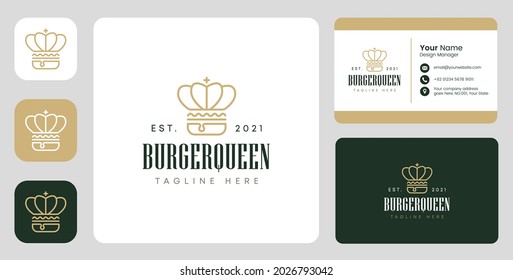 burger queen logo with stationary design