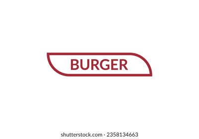 Burger red ribbon label banner. Open available now sign or Burger tag.