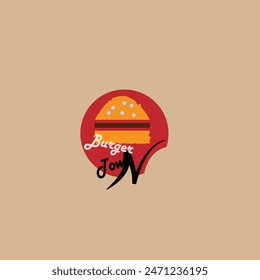 Burger Rojo amarillo naranja combinación de alimentos restaurante categoría ilustración logotipo del Vector