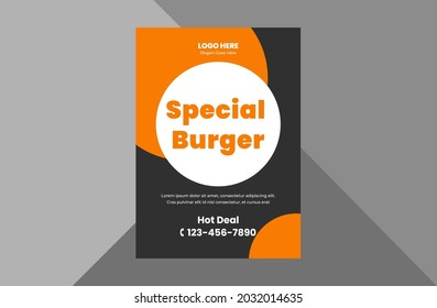 burger restaurant flyer design template. special food menu poster leaflet design template. a4 template, brochure design, cover, flyer, poster, print-ready