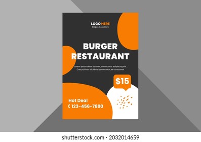 burger restaurant flyer design template. special food menu poster leaflet design template. a4 template, brochure design, cover, flyer, poster, print-ready