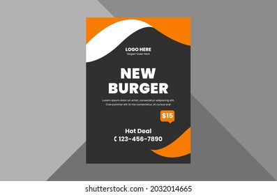 burger restaurant flyer design template. special food menu poster leaflet design template. a4 template, brochure design, cover, flyer, poster, print-ready