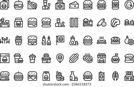 Burger restaurant icons High-Quality Vector Icons Collection with Editable Stroke. Ideal for Professional and Creative Projects.